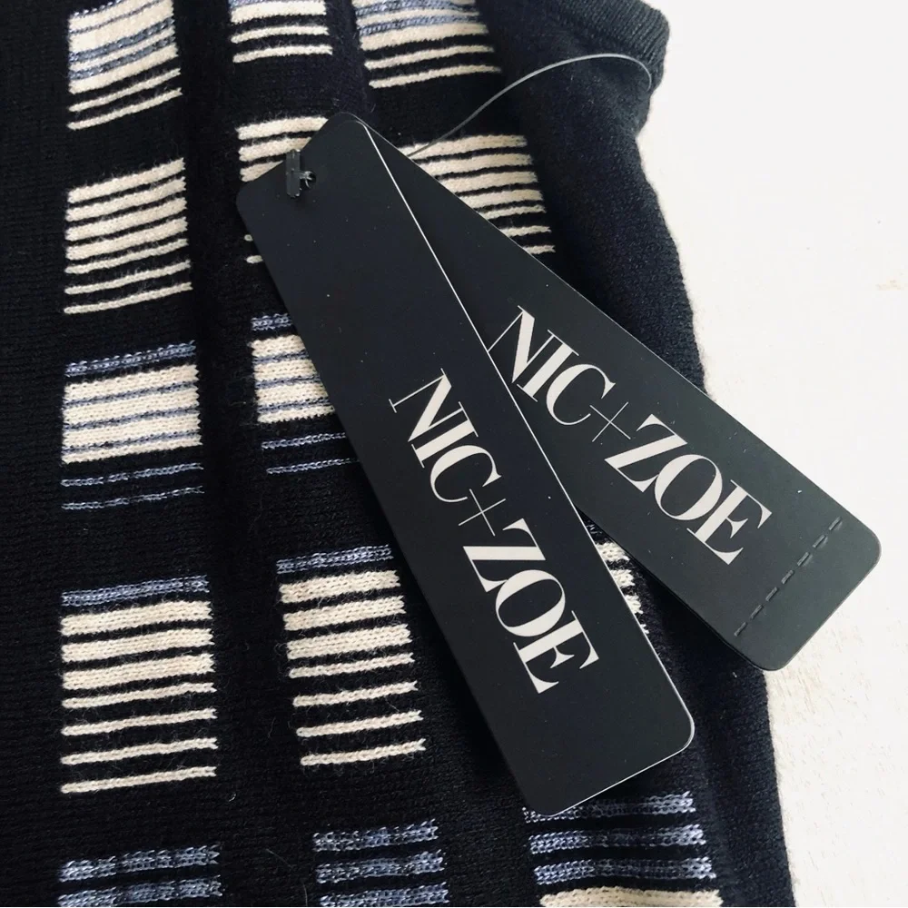 NIC+ZOE Black and Gray Striped Midi Dress NWT - Picture 7 of 15
